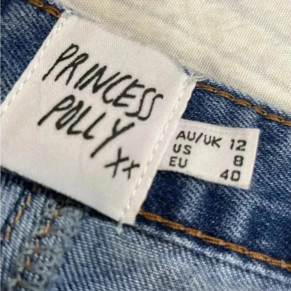 Princess Polly Boundless Denim Cut Raw Hem Blue Jeans Women’s Size 8 Classic - Picture 3 of 16